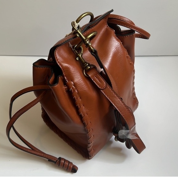 NWT NEW | Universal Thread | Faux Leather Lace Cognac Crossbody Bag Purse - Picture 1 of 9
